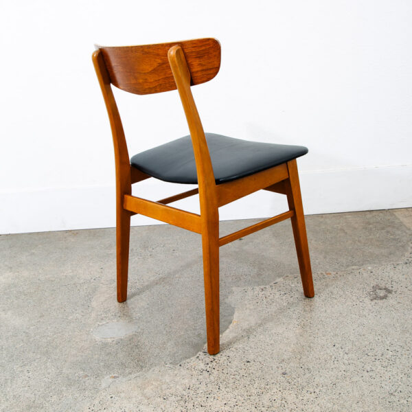 Mid Century Danish Modern Dining Chair Teak Black Denmark Vintage Single Mcm 60s - Image 4