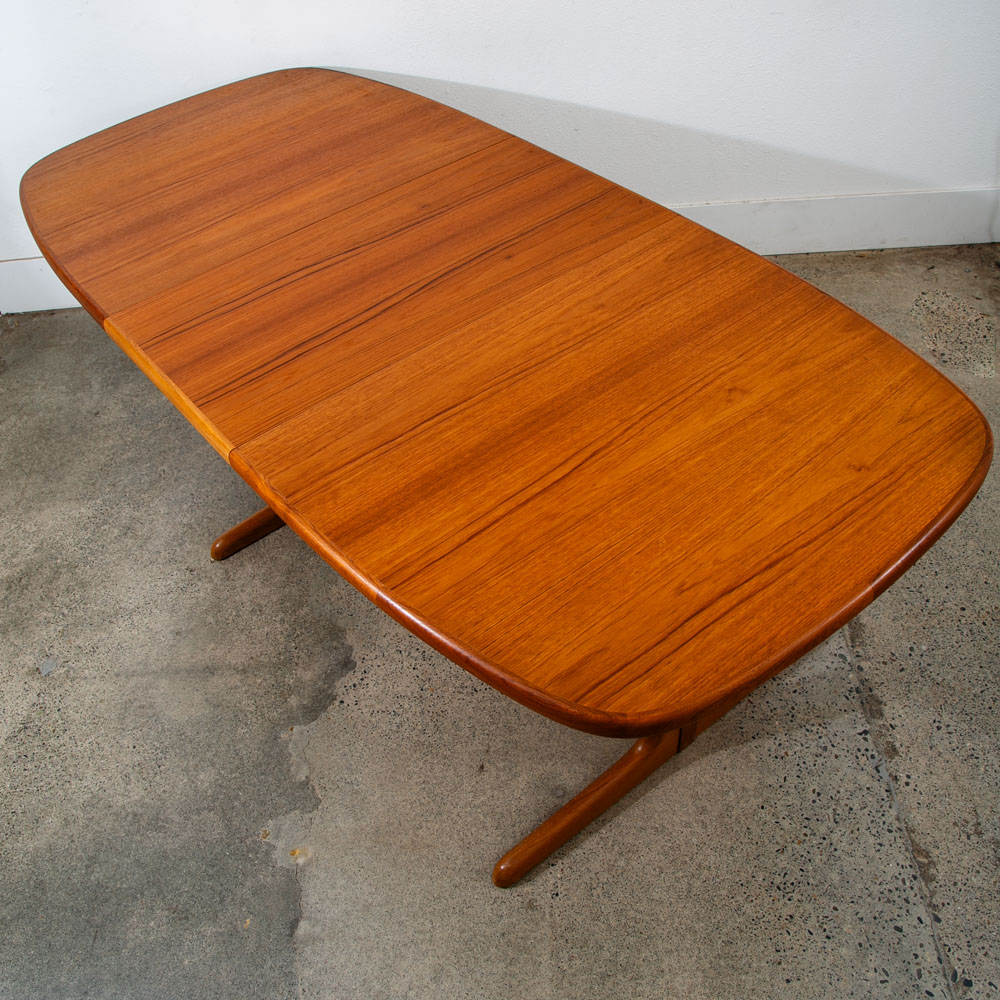 Mid Century Danish Modern Dining Table Teak Oval Skovby Extension Vintage 104"
