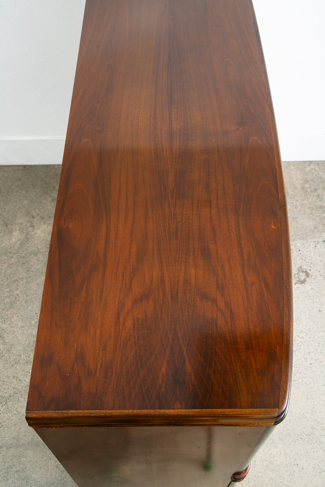 Mid Century Danish Modern Credenza Highboard Server Hutch Walnut Tambour Doors - Image 9