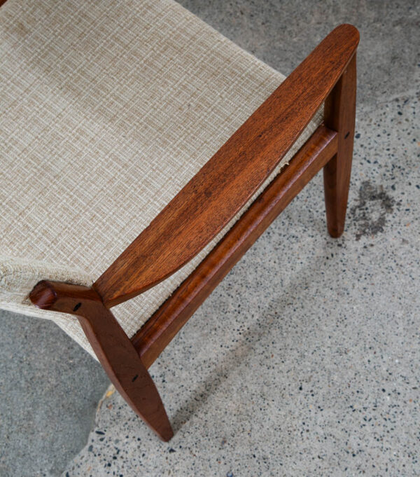 Mid Century Danish Modern Armchair Chair Dining Teak White Wool Arm Captain Mcm - Image 12
