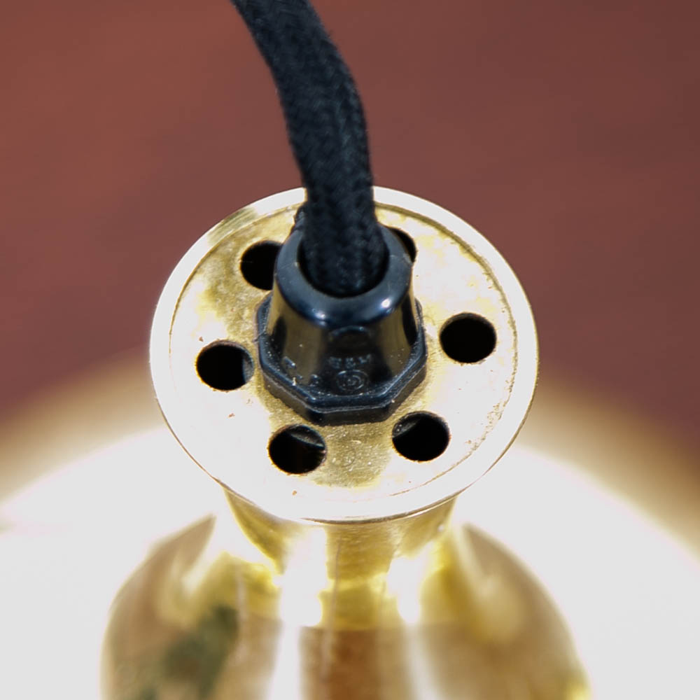 Mid Century Danish Modern Brass Hanging Pendant Lamps Hans Agne Jakobsson Set of 3 - Image 6