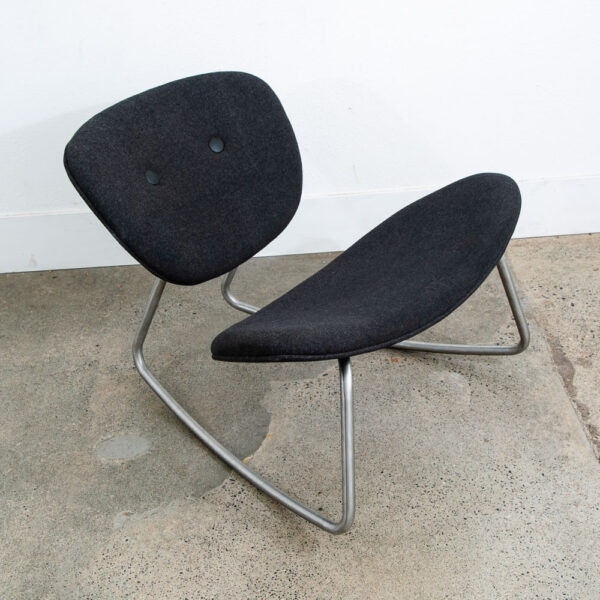 Mid Century Danish Modern Rocking Chair Boconcept Rocker Grey Wool Metal Silver - Image 2