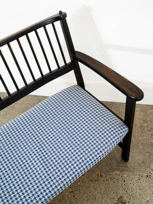 Mid Century Modern Wood Bench Swedese Sweden Black Blue Denmark Vintage - Image 6