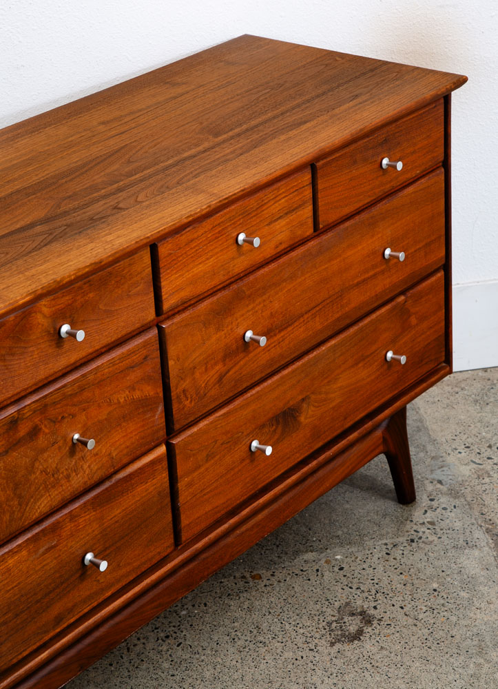 Mid Century Modern Credenza Dresser 11 Drawer Ace Hi Prelude Line Solid Walnut Wood Mcm - Image 9