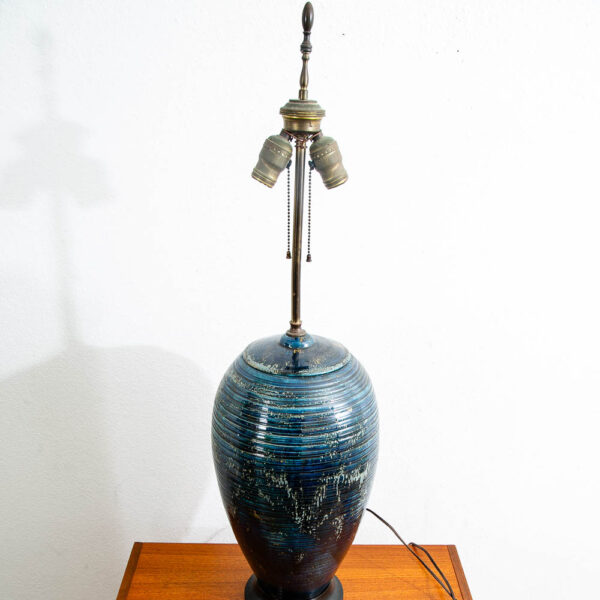 Mid Century Modern Table Lamp Ceramic Blue Teal Glaze Studio Design Vintage Mcm - Image 3