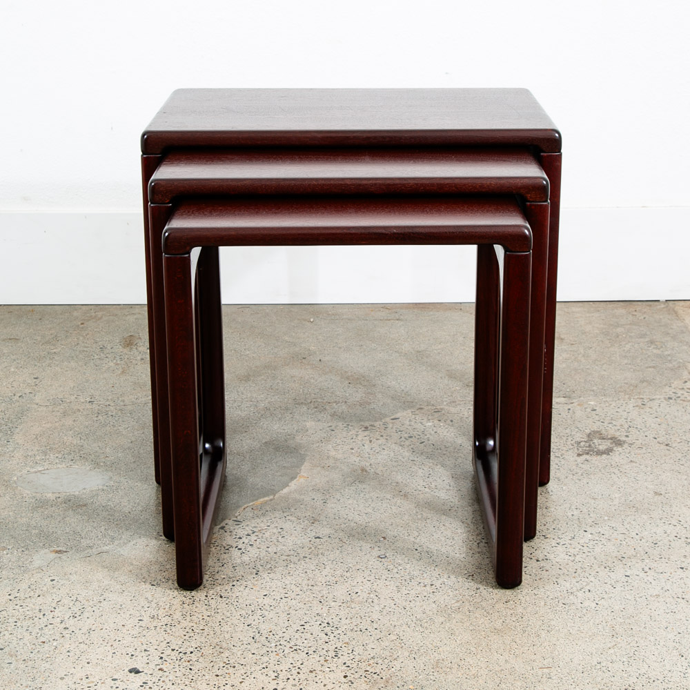 Mid Century Danish Modern Nesting Tables Solid Mahogany Mcm Set of 3 Vintage - Image 6
