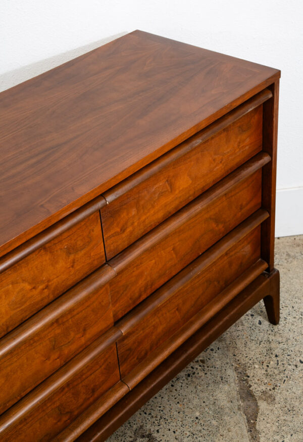 Mid Century Modern Dresser Credenza Lane Rhythm Walnut 9 Drawer Wood Danish Wide - Image 9