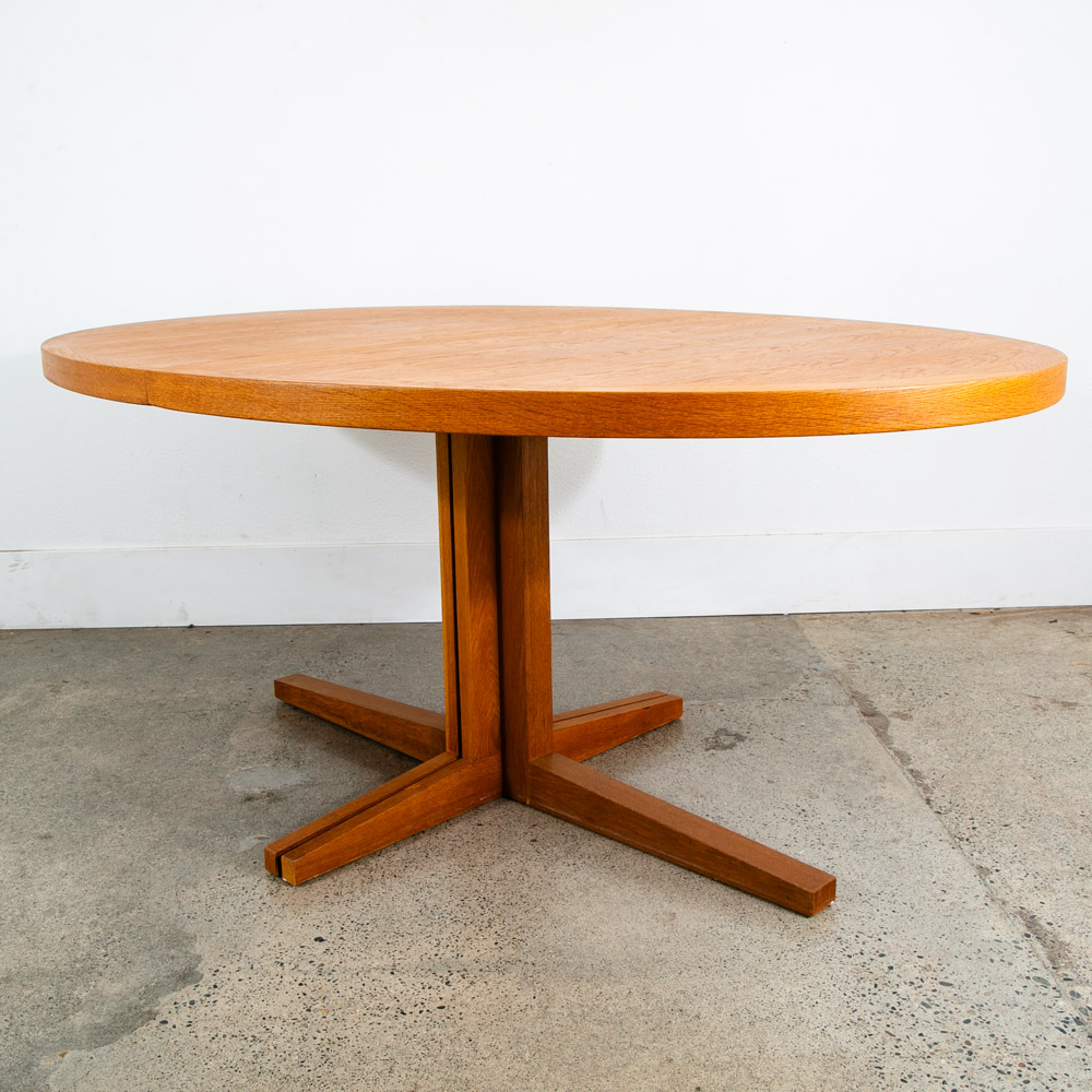 Mid Century Danish Modern Dining Table Oak Niels Kofoed Oval Extension x2 Mcm - Image 8