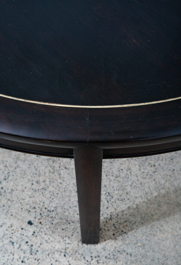 Mid Century Modern Dining Table Card Walnut Round Custom Vintage Brass Gold Mcm - Image 7