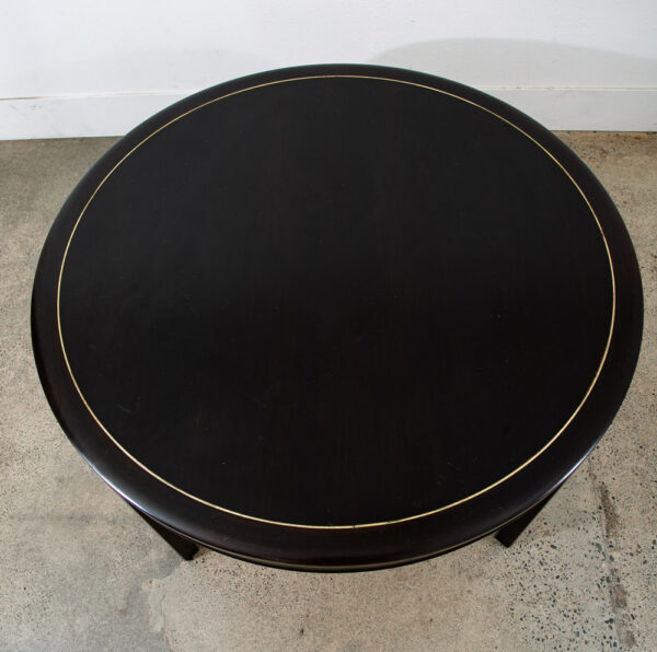 Mid Century Modern Dining Table Card Walnut Round Custom Vintage Brass Gold Mcm - Image 3