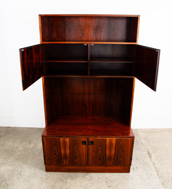 Mid Century Danish Modern Cabinet Storage Rosewood Omann Jun Doors Bookshelf Mcm - Image 5