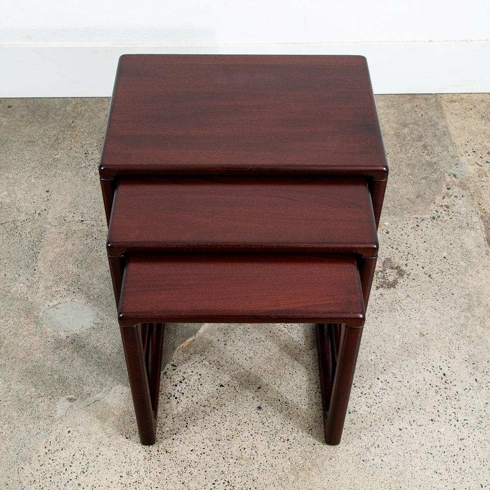 Mid Century Danish Modern Nesting Tables Solid Mahogany Mcm Set of 3 Vintage - Image 4