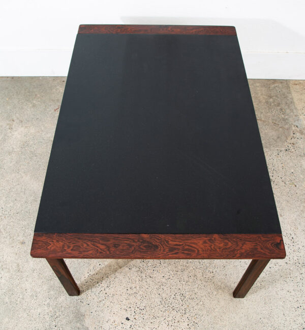 Mid Century Danish Modern Coffee Table Black Top Rosewood Hans Olsen Rectangular - Image 2