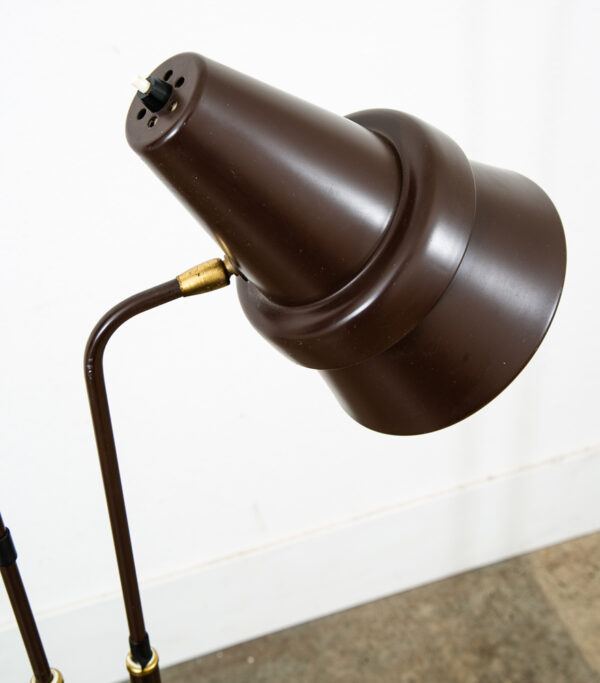 Mid Century Modern Floor Lamp Brown 2 Light Adjustable Brass Vintage Mcm Vintage - Image 10