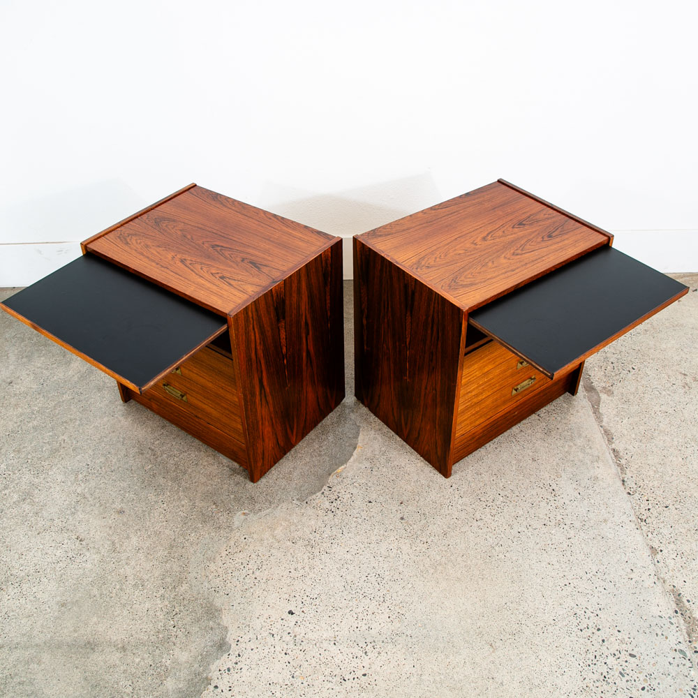 Mid Century Danish Modern Nightstands End Side Table Rosewood Sannemans Drawers - Image 6