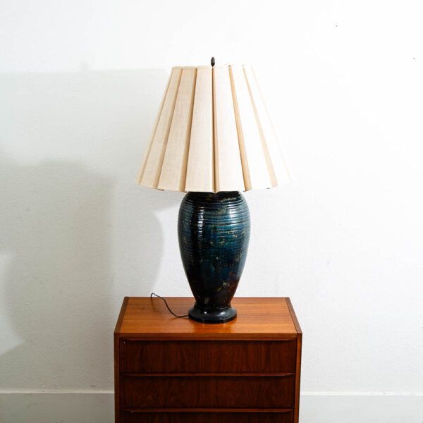 Mid Century Modern Table Lamp Ceramic Blue Teal Glaze Studio Design Vintage Mcm - Image 2