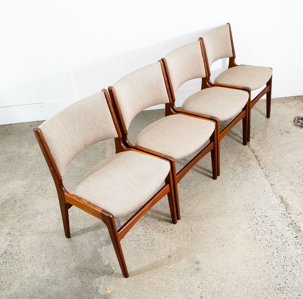 Mid Century Danish Modern Dining Chairs Johannes Andersen Set 8 Teak Wood Grey - Image 2