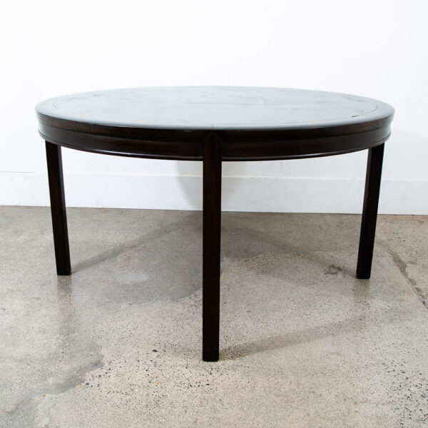 Mid Century Modern Dining Table Card Walnut Round Custom Vintage Brass Gold Mcm - Image 4