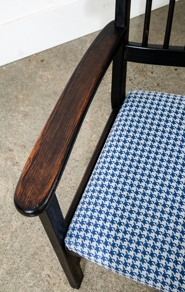 Mid Century Modern Wood Dining Chairs Swedese Sweden Black Blue Denmark Armchair - Image 12