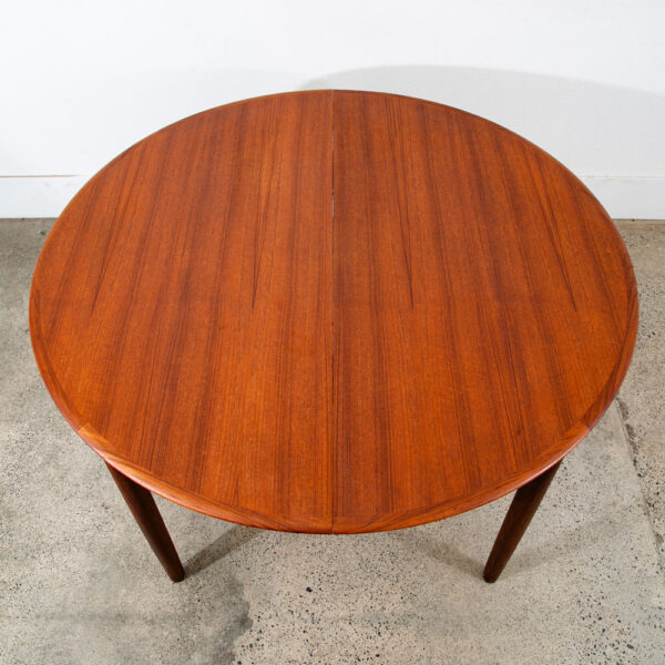 Mid Century Danish Dining Table Teak Round Expanding leaf x 2 Oval Denmark Mcm - Image 6