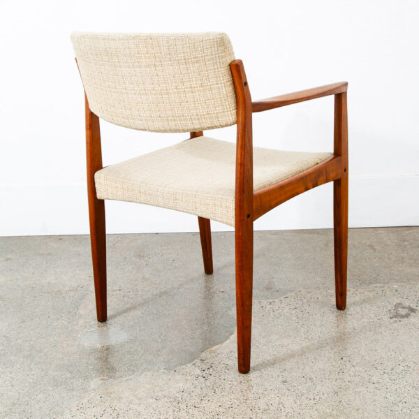 Mid Century Danish Modern Armchair Chair Dining Teak White Wool Arm Captain Mcm - Image 4