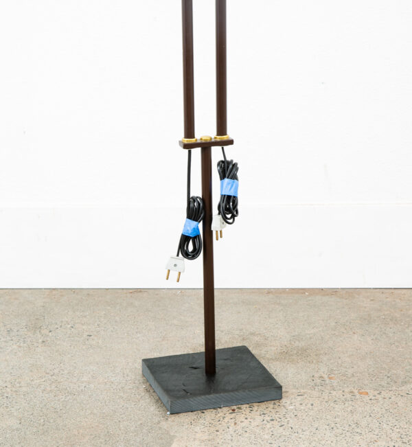 Mid Century Modern Floor Lamp Brown 2 Light Adjustable Brass Vintage Mcm Vintage - Image 11