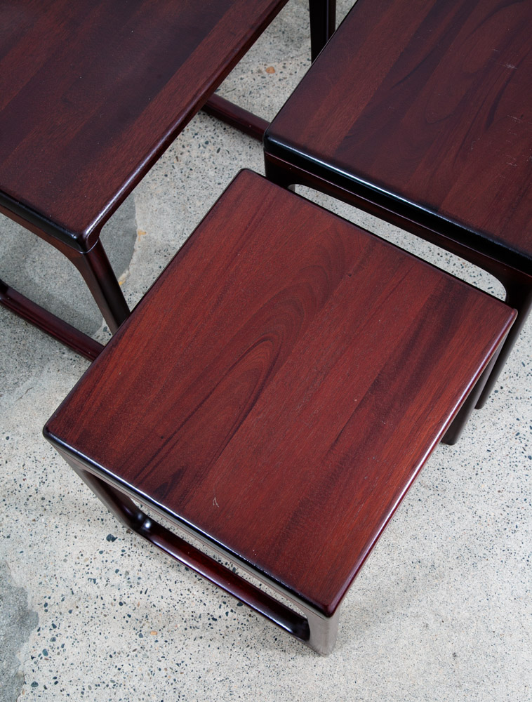 Mid Century Danish Modern Nesting Tables Solid Mahogany Mcm Set of 3 Vintage - Image 10