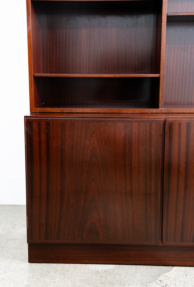 Mid Century Danish Modern Bookshelf Cabinet Mahogany Doors Omann Jun Mcm 2 - Image 10