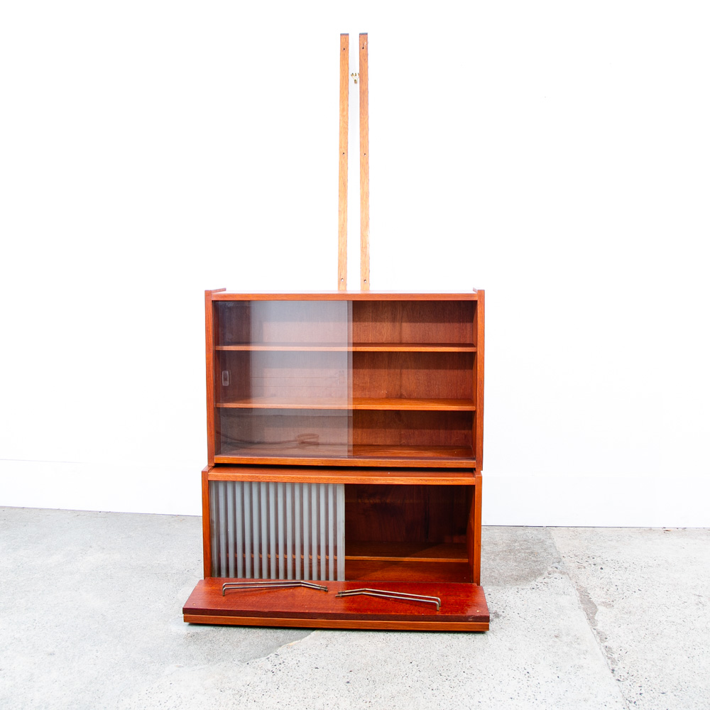 Mid Century Danish Modern Wall Unit 1 bay Teak Display Cabinet Modular Cado Mcm - Image 9