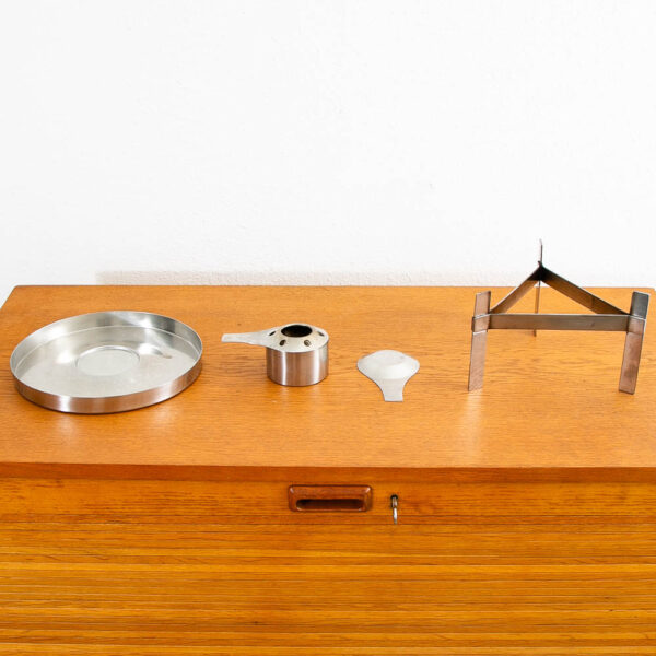 Mid Century Danish Modern Arne Jakobsen Fondue Ebony Lazy Susan Set Stainless Steel - Image 7