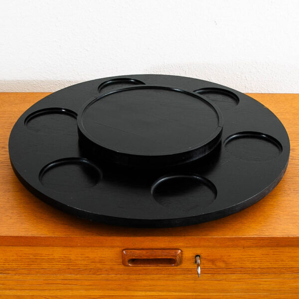 Mid Century Danish Modern Arne Jakobsen Fondue Ebony Lazy Susan Set Stainless Steel - Image 9