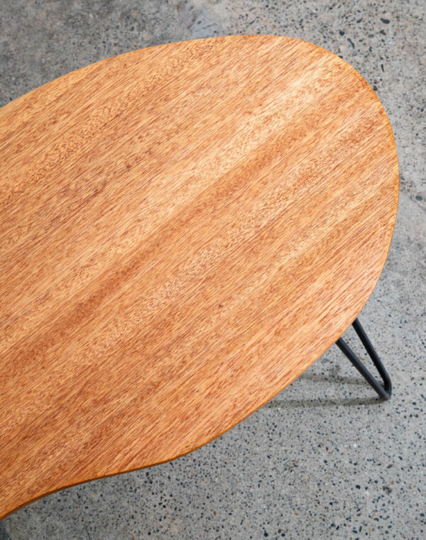 Mid Century Modern Coffee Table Solid Mahogany Boomerang Surfboard Hairpin Mcm - Image 9