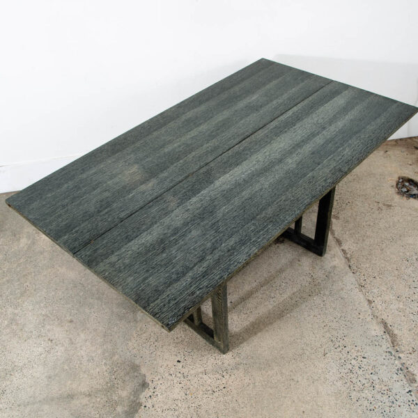Mid Century Modern Console Table Folding Dining Ebonized Oak Vintage Black Mcm - Image 2