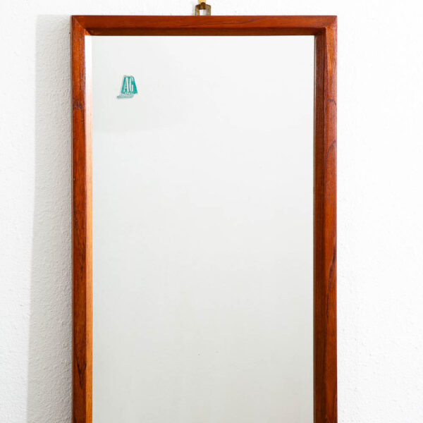 Mid Century Danish Modern Mirror Wall Hanging Entry Way Solid Teak Rectangular - Image 2