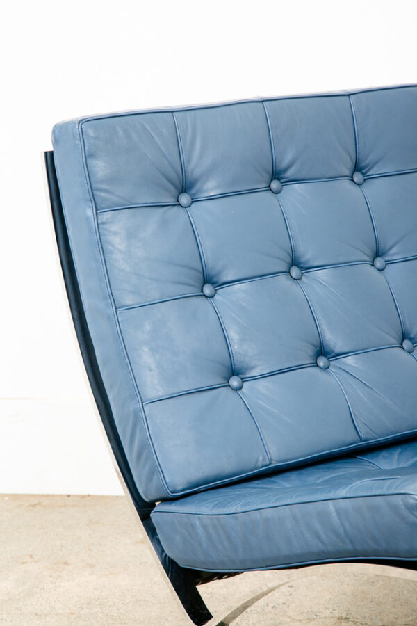 Mid Century Modern Lounge Chair Set Barcelona Alivar Leather Mies Van Der Rohe - Image 12