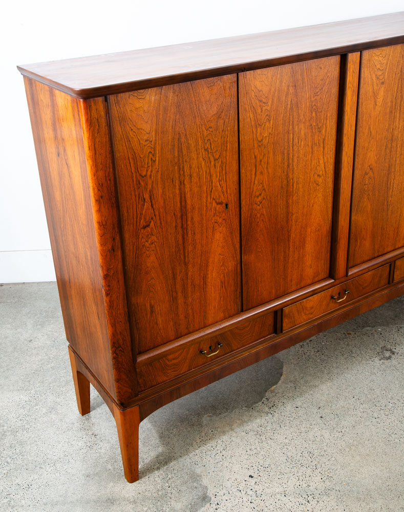 Mid Century Danish Modern Credenza Highboard Rosewood Wood Drawers Denmark Mcm - Image 12