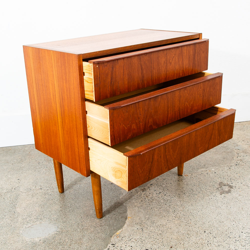 Mid Century Danish Modern Chest Drawers Table 3 Drawer Teak Denmark Side End Mcm - Image 7