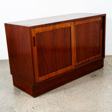 Mid Century Danish Modern Credenza Media Cabinet Rosewood Denmark Sliding Doors