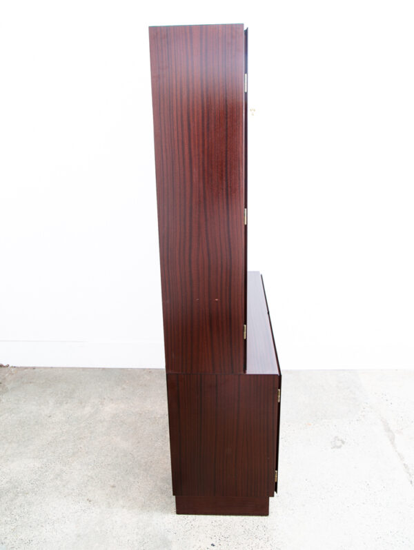 Mid Century Danish Modern Bookshelf Cabinet Mahogany Doors Omann Jun Vintage Mcm - Image 3