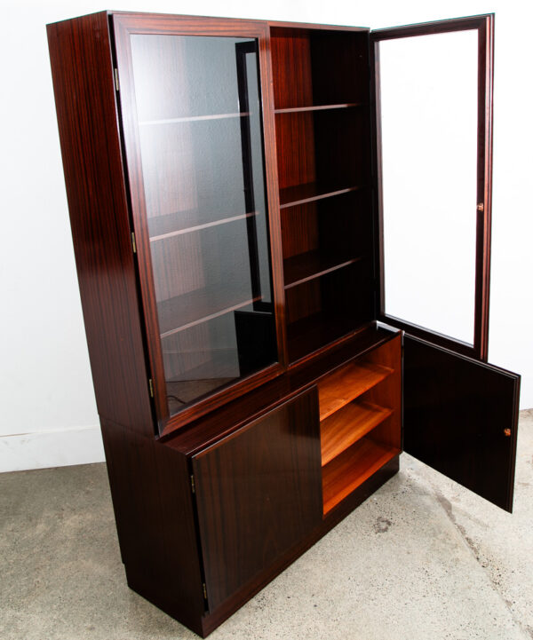 Mid Century Danish Modern Bookshelf Cabinet Mahogany Doors Omann Jun Vintage Mcm - Image 10