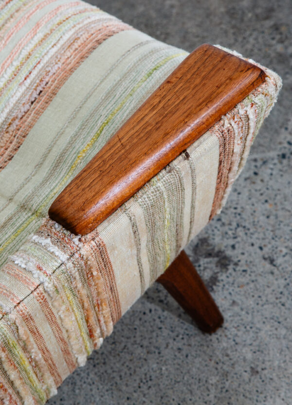 Mid Century Modern Lounge Chair Adrian Pearsall Slim Jim Tweed Walnut Arms Paws - Image 9