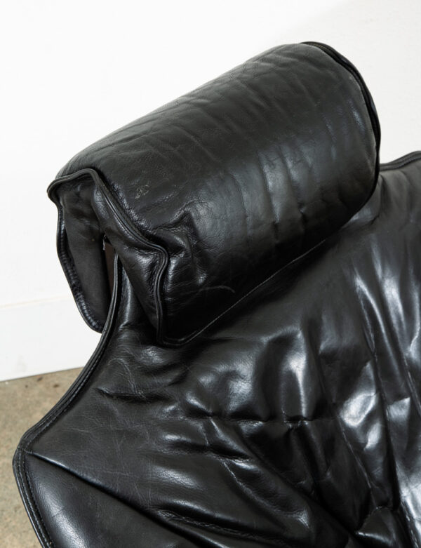 Mid Century Danish Modern Lounge Chair Black Leather Bentwood Tandem Sweden Mcm - Image 7