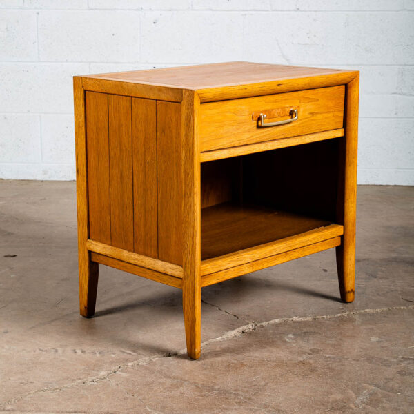 Mid Century Modern Nightstands End Side Table Drawer Walnut Vintage Drexel Brass - Image 7