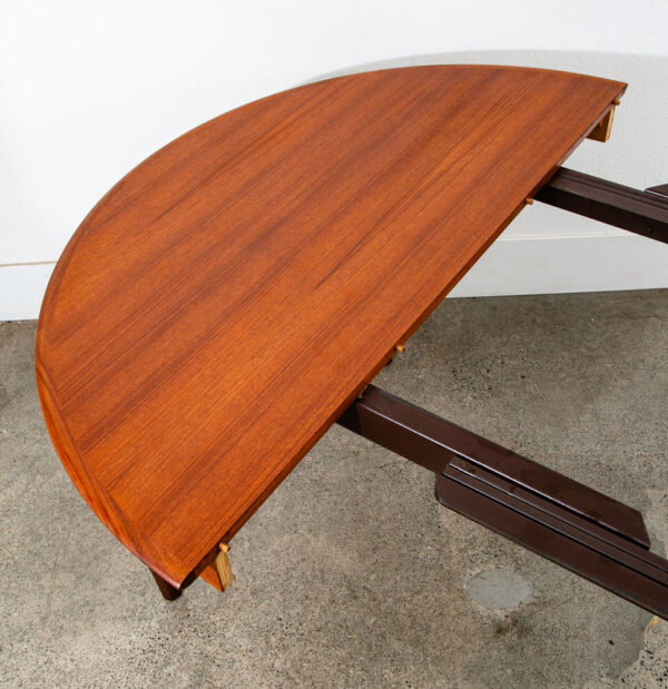 Mid Century Danish Dining Table Teak Round Expanding leaf x 2 Oval Denmark Mcm - Image 10