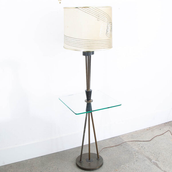 Mid Century Modern Floor Lamp Side Table Glass Metal Gerald Thurston Vintage Mcm