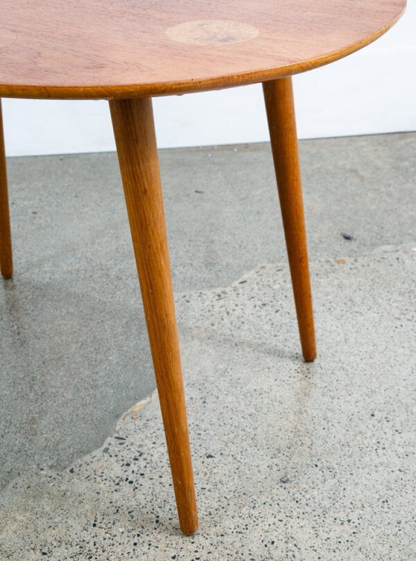 Mid Century Danish Modern End Table Side Teak Round Oak Abstract Easle Palette - Image 11