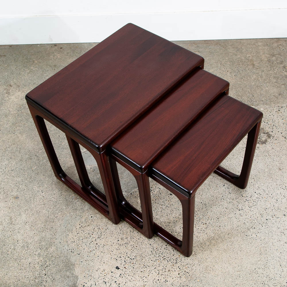 Mid Century Danish Modern Nesting Tables Solid Mahogany Mcm Set of 3 Vintage
