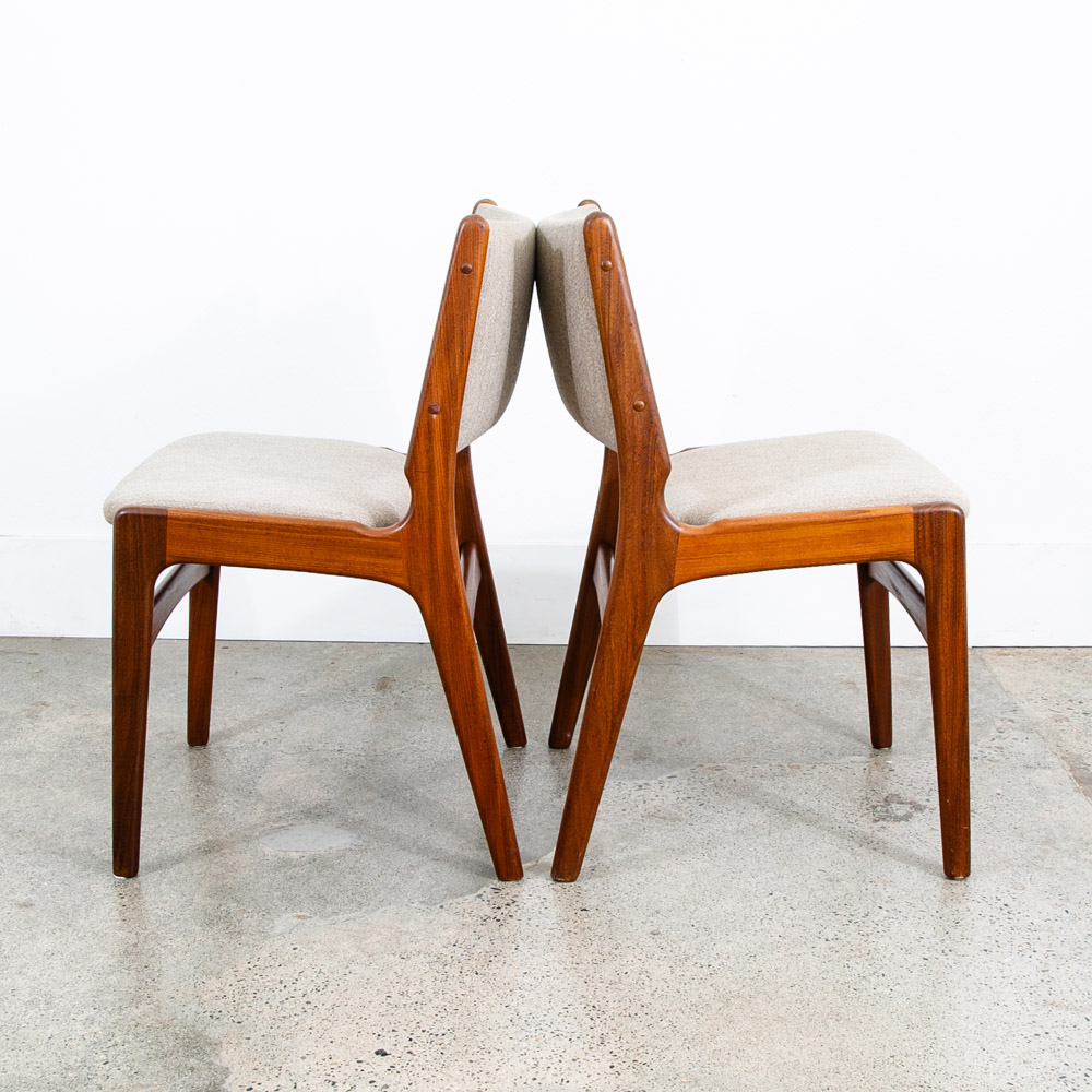 Mid Century Danish Modern Dining Chairs Johannes Andersen Set 8 Teak Wood Grey - Image 5