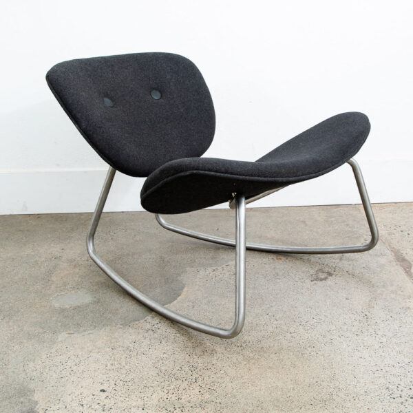 Mid Century Danish Modern Rocking Chair Boconcept Rocker Grey Wool Metal Silver
