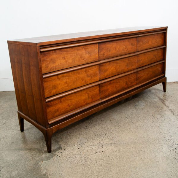Mid Century Modern Dresser Credenza Lane Rhythm Walnut 9 Drawer Wood Danish Wide
